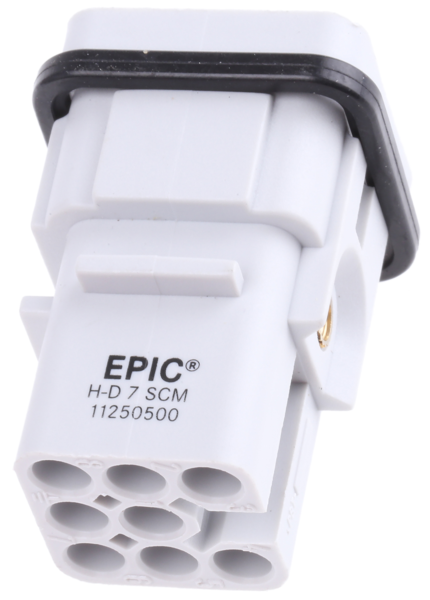 EPIC Heavy Duty Power Connector Insert, 10A, Male, H-D Series, 7 Contacts