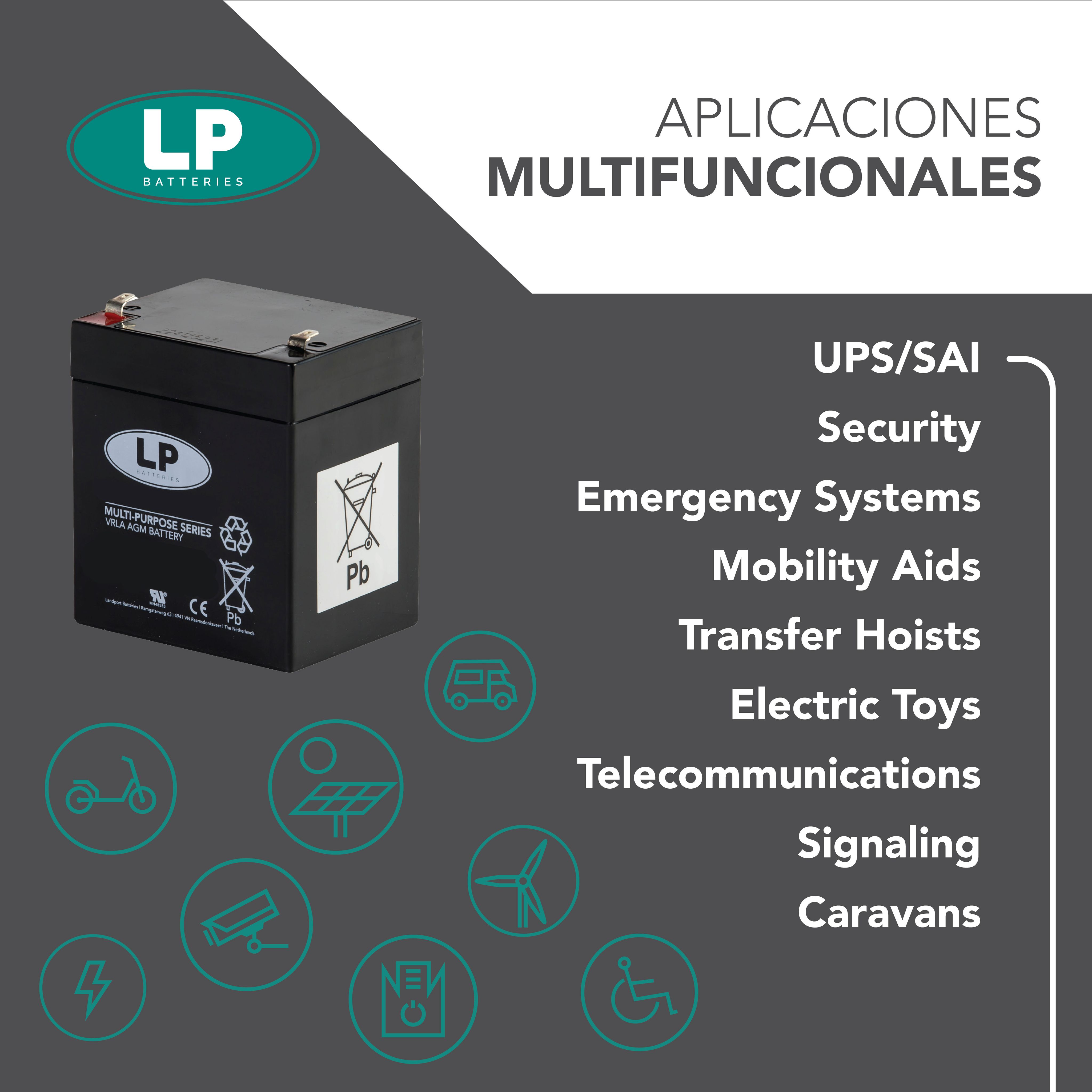 Landport Batteries 12V T3 Lead Acid Battery, 24Ah