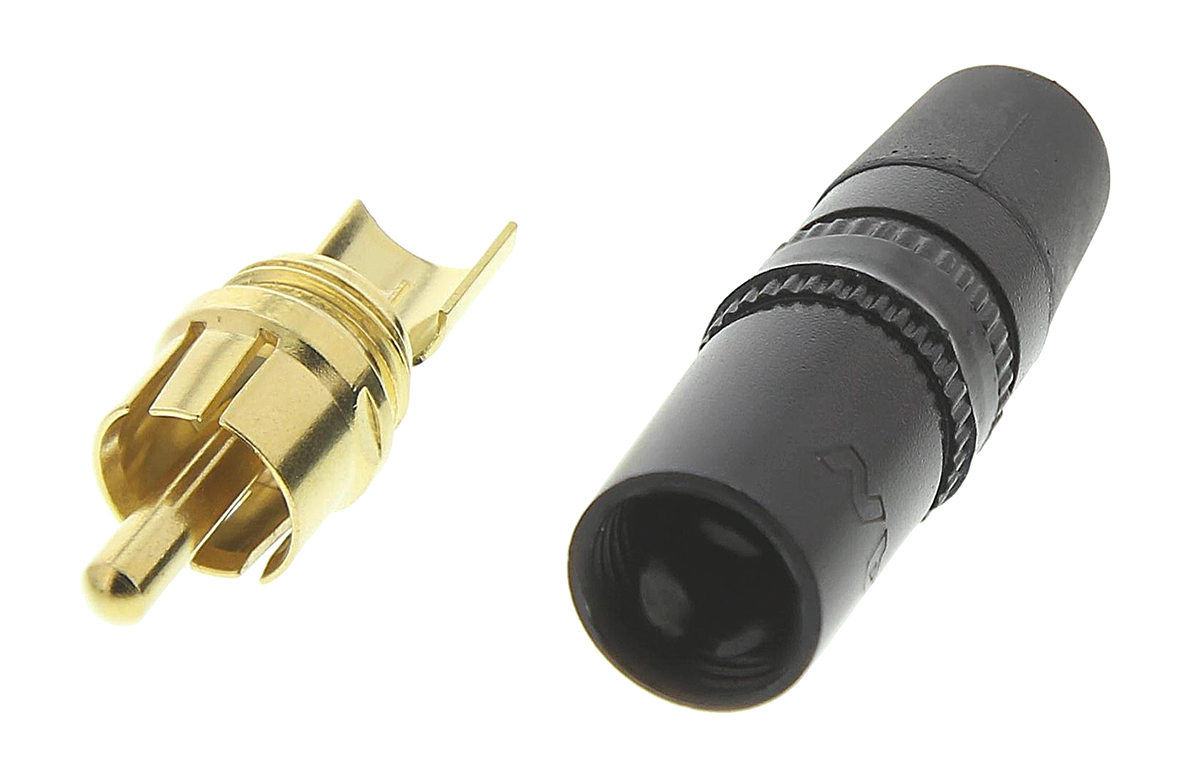 REAN Products Black RCA Plug, Gold, 1A