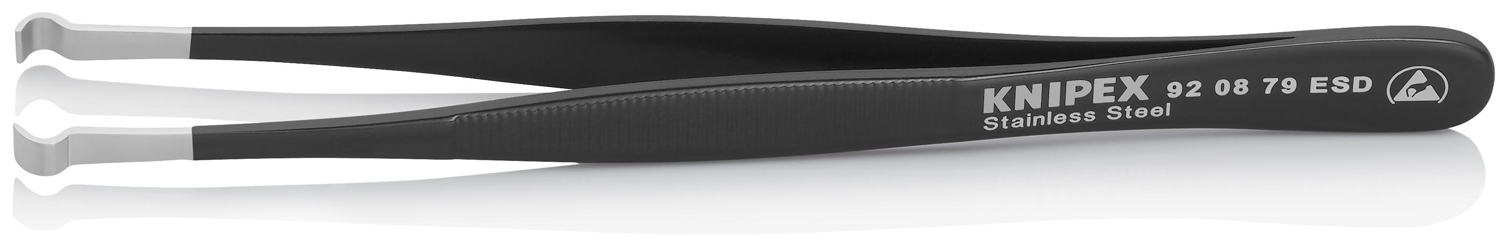 Knipex 120 mm, Stainless Steel, Smooth, ESD Tweezer