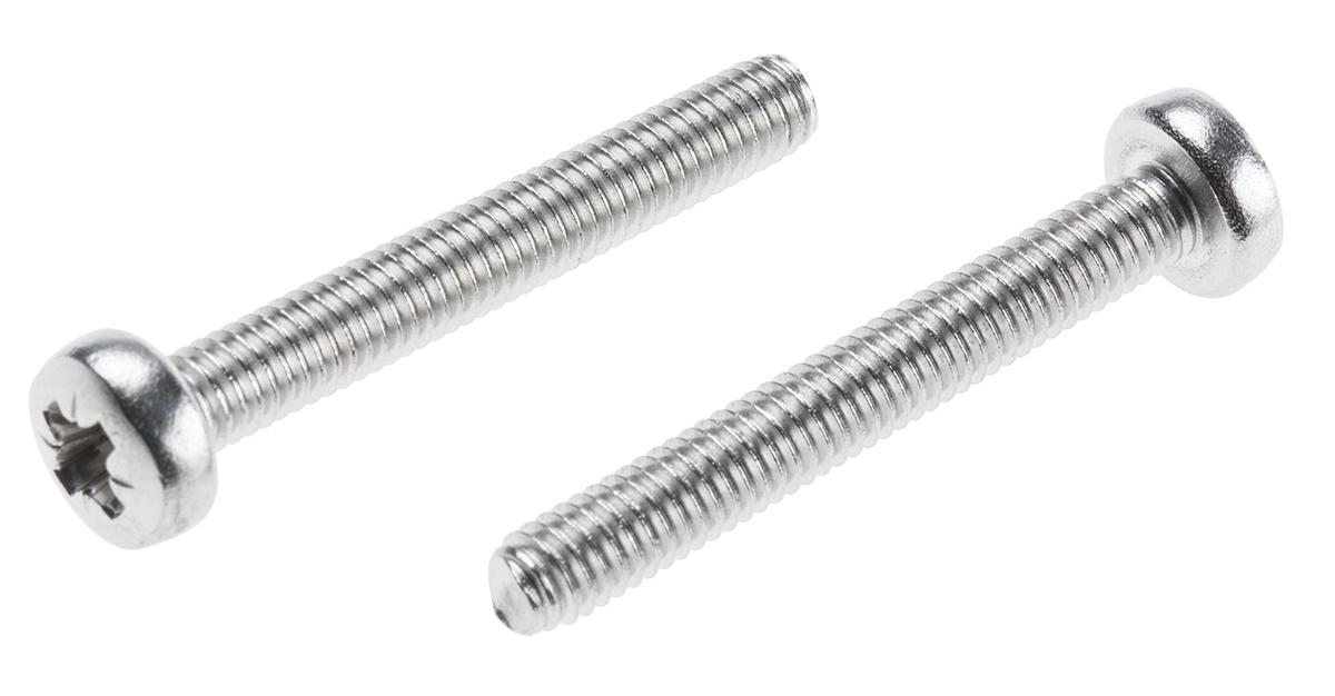 RS PRO Pozidriv M4 Pan A2 304 Stainless Steel Machine Screws DIN 7985Z x 30.0mm