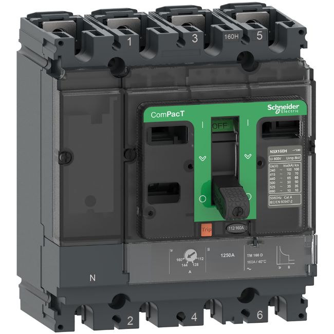 Schneider Electric, ComPacT MCCB 4P 63A, Fixed Mount