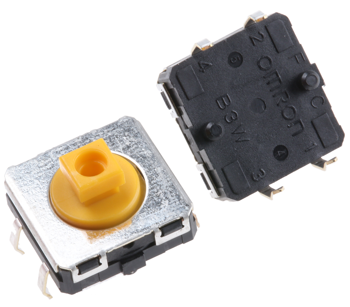 Omron IP67 Yellow Plunger Tactile Switch, SPST 50 mA @ 24 V dc 3.75mm Through Hole