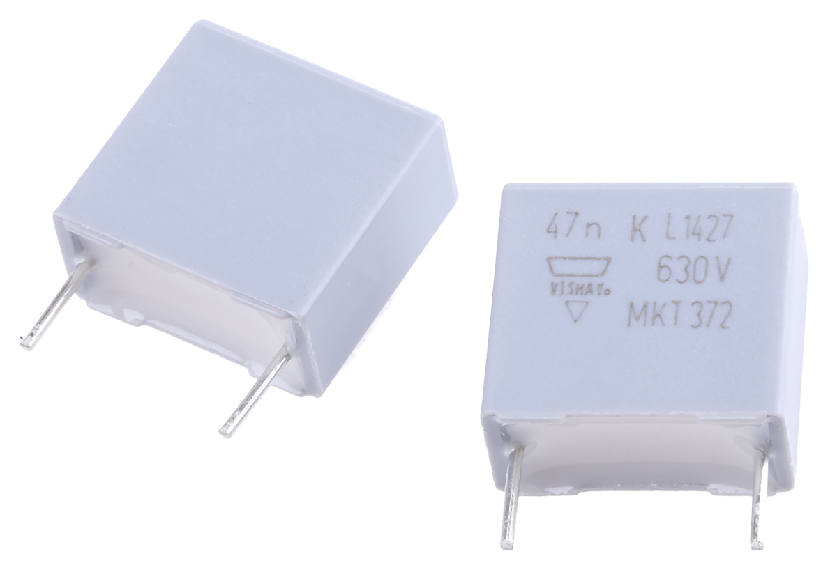 Vishay MKT 372, MKT372 Polyester Film Capacitor, 250 V ac, 630 V dc, ±10%, 47nF, Through Hole