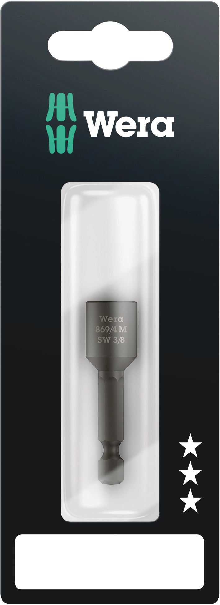 Wera Hexagon Screwdriver Bit, 3/8 in Tip
