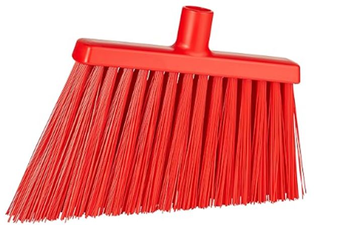 Vikan Broom, Red With Polyester, Polypropylene, Stainless Steel Bristles for Food Industry, Wet Floors