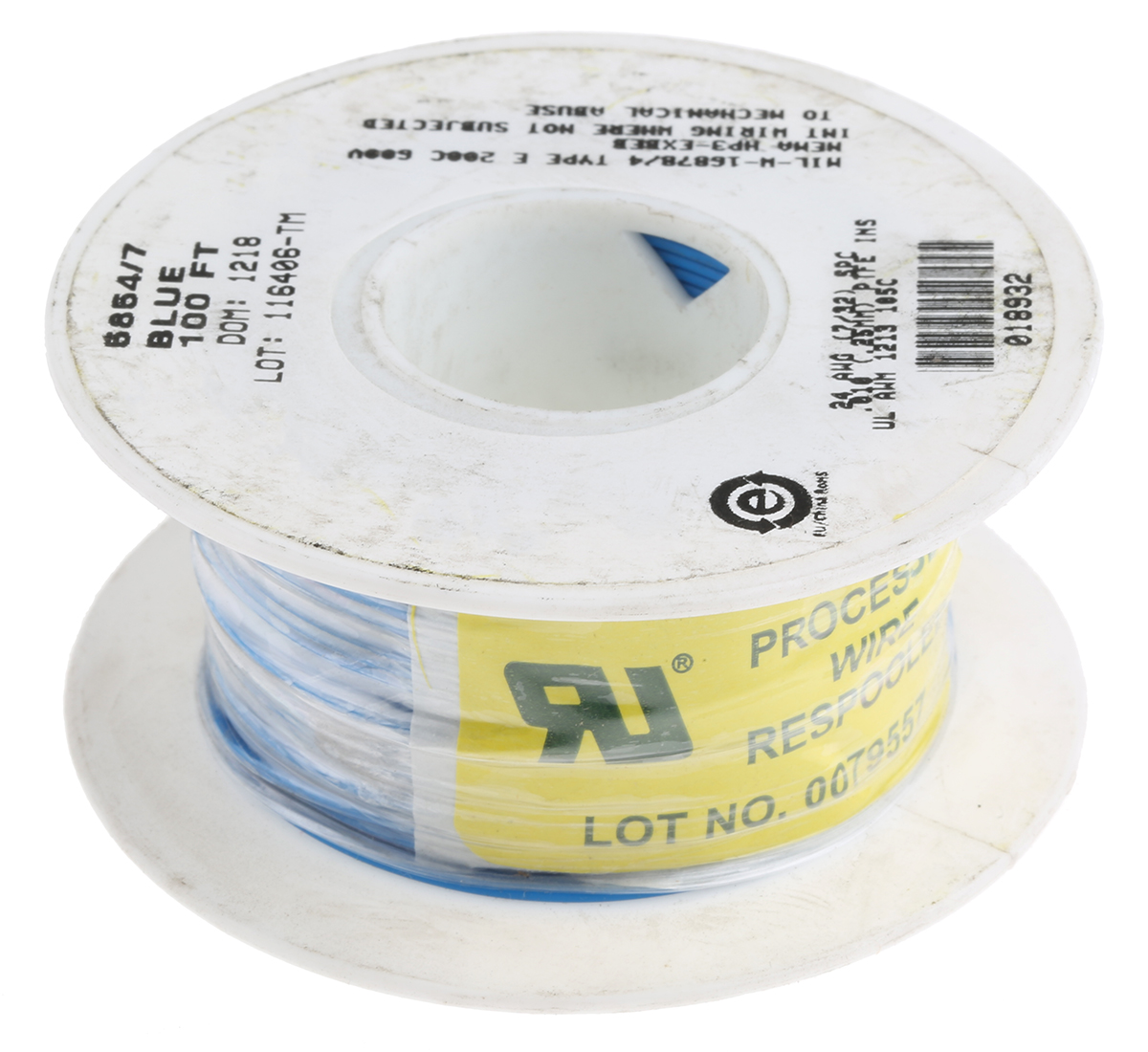 Alpha Wire Hook-up Wire TEFLON Series Blue 0.23 mm² Hook Up Wire, 24 AWG, 7/0.20 mm, 30m, PTFE Insulation, 5854/7 BL005