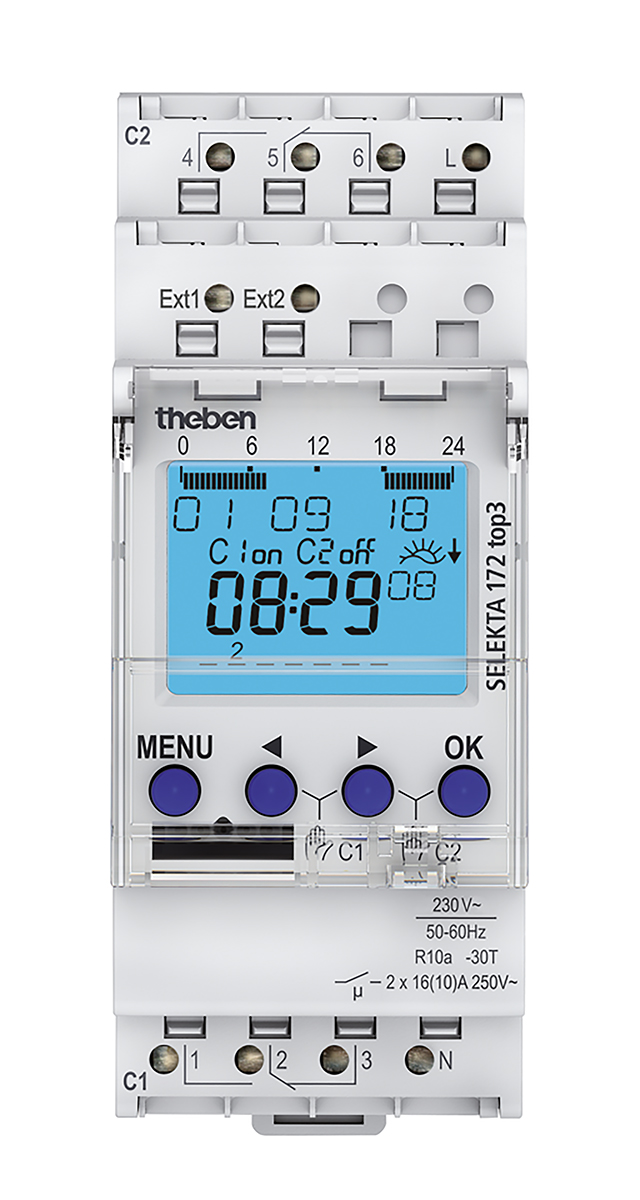 Theben Digital DIN Rail Time Switch 230 V ac, 1-Channel