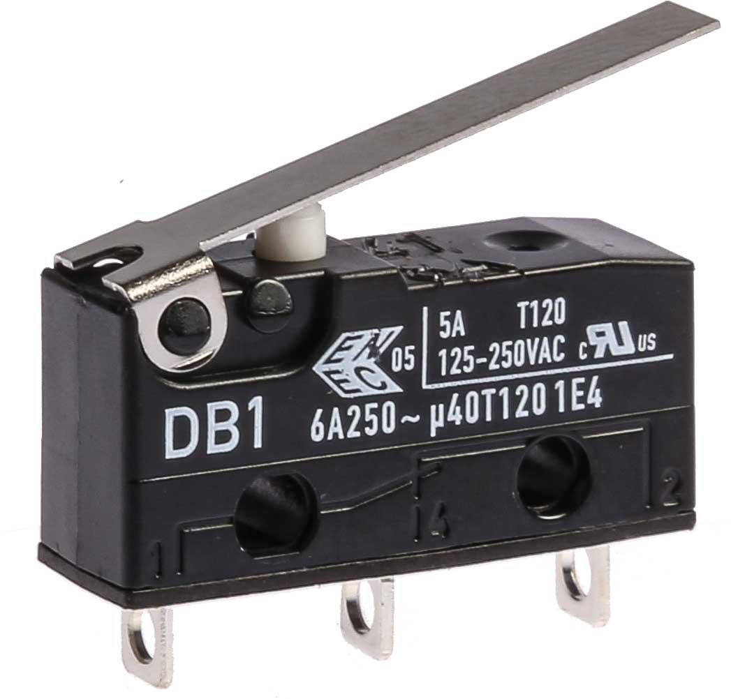 ZF Lever Micro Switch, Solder Terminal, 6 A @ 250 V ac, SPDT