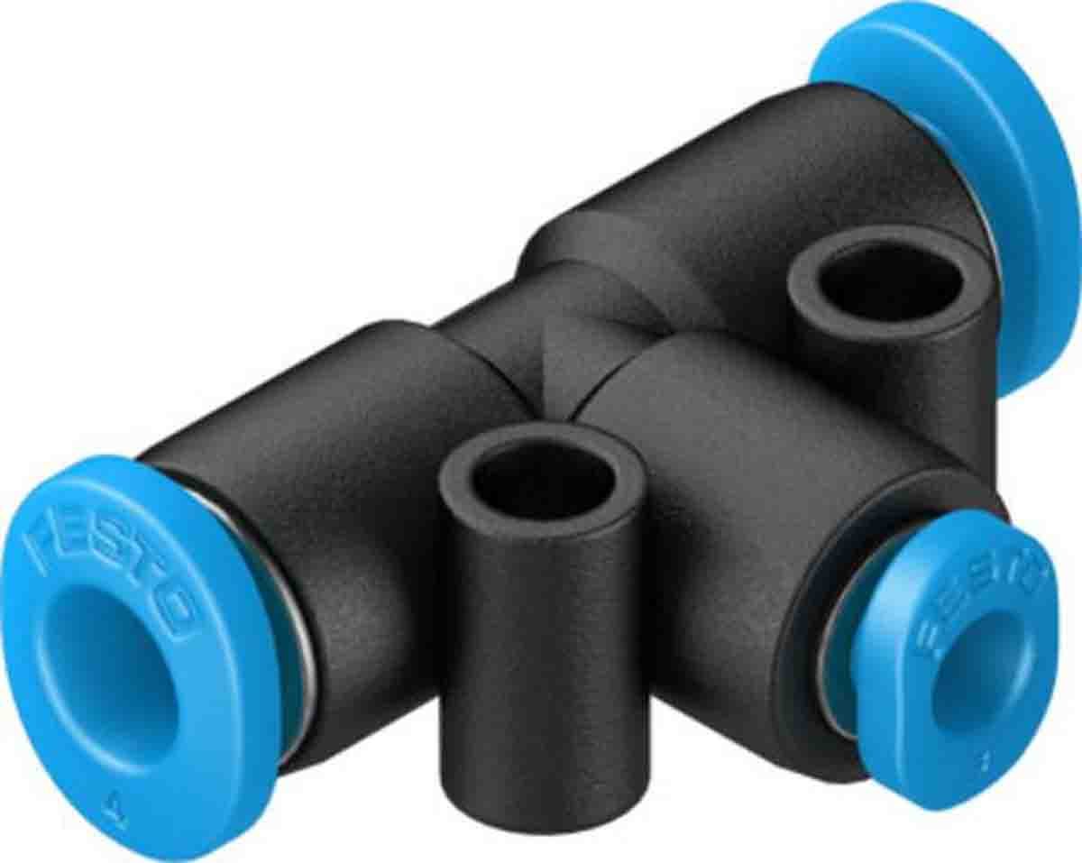 Festo QS Series Tee Tube-to-Tube Adaptor, Push In 4 mm to Push In 3 mm, Tube-to-Tube Connection Style, 153368