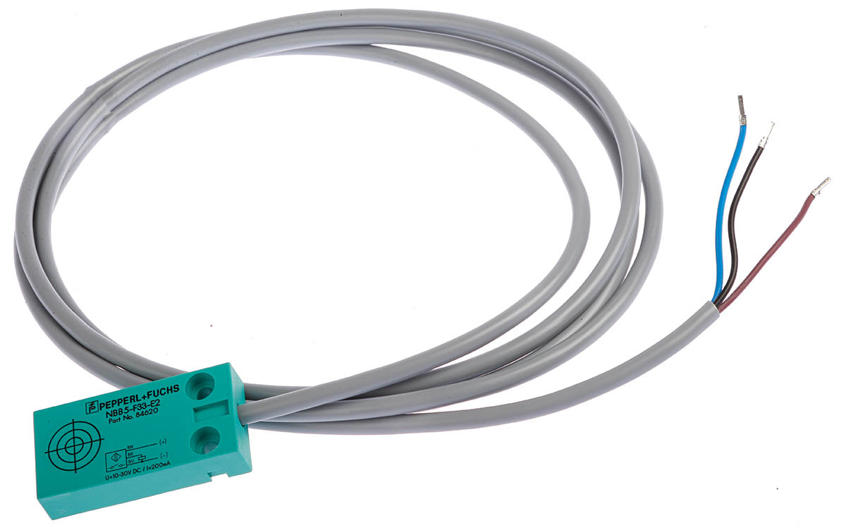 Pepperl + Fuchs Inductive Block Proximity Sensor, 5 mm Detection, PNP NO, 10 → 30 V dc