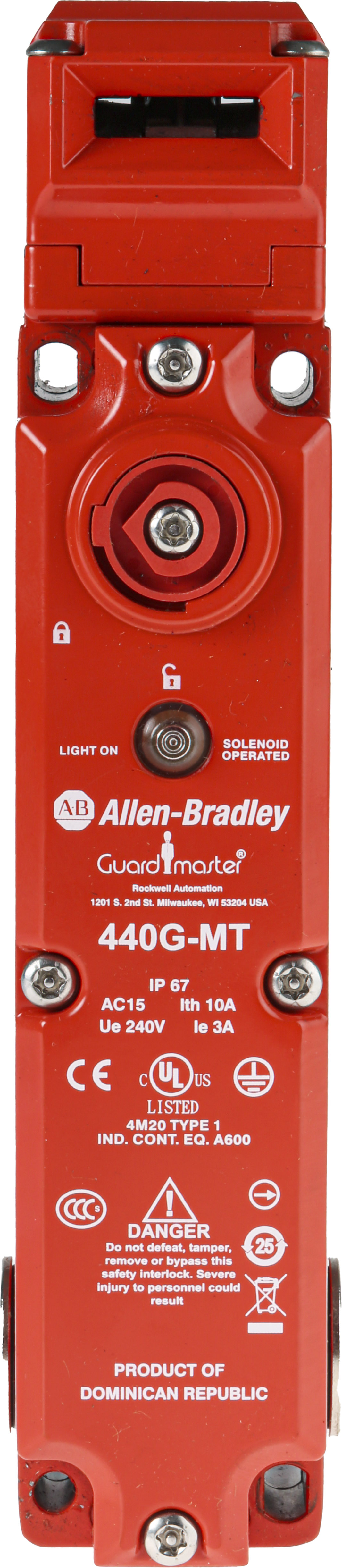 Allen Bradley Guardmaster 440G-MT Series Solenoid Interlock Switch, Power to Unlock, 230V ac/dc