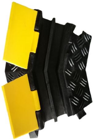 RS PRO 400mm Black/Yellow Cable Cover in Natural Rubber, 28mm Inside dia.
