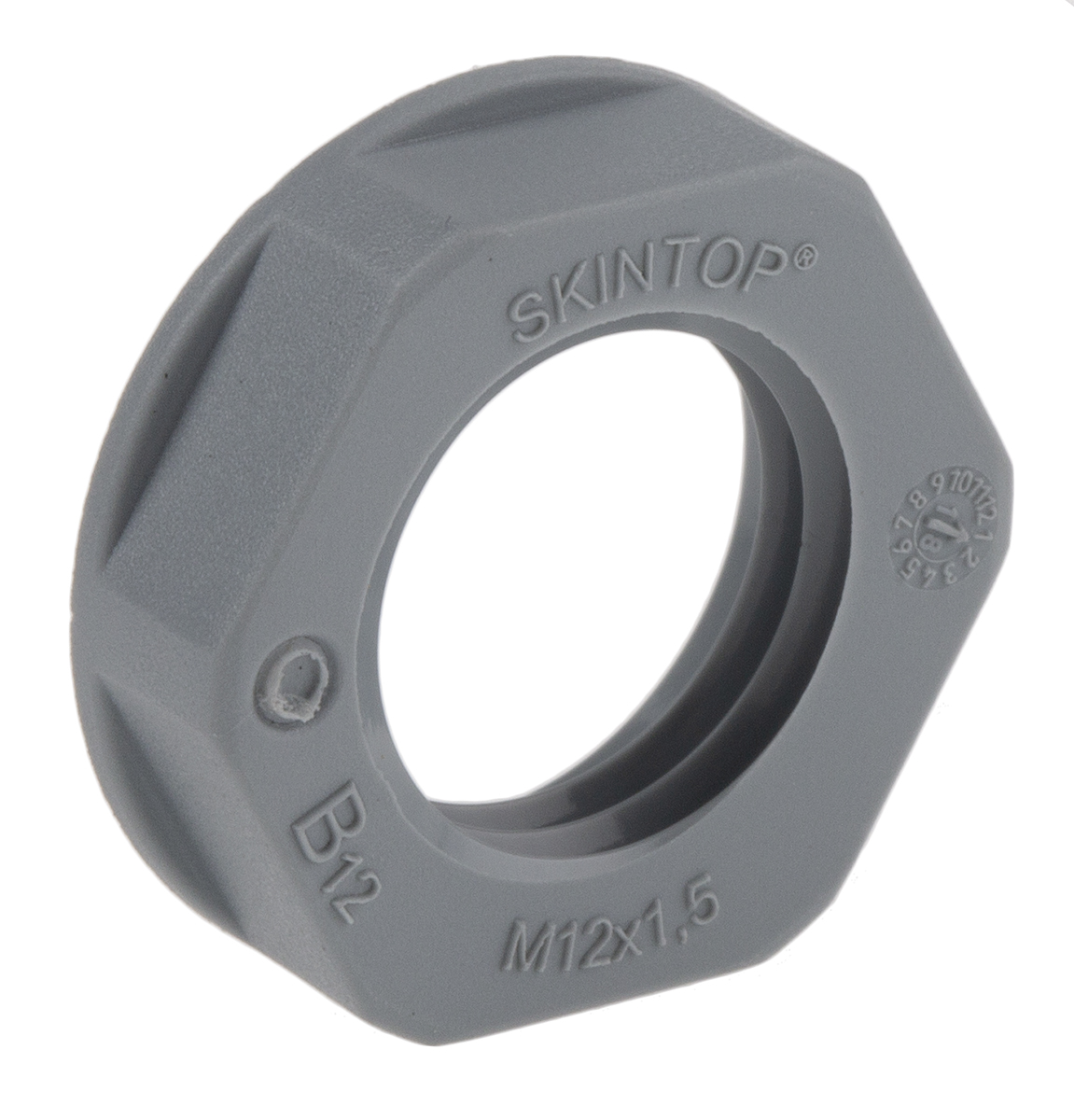 Lapp Grey UL 94 V2 Fibreglass PA Cable Gland Locknut, M12 Thread, IP68