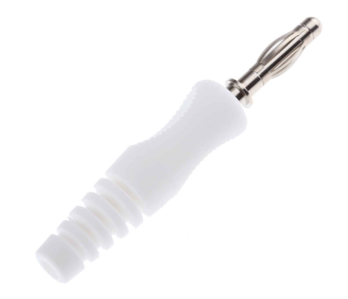 Schutzinger White Male Banana Plug, 4 mm Connector, 16A, 50V, Nickel Plating