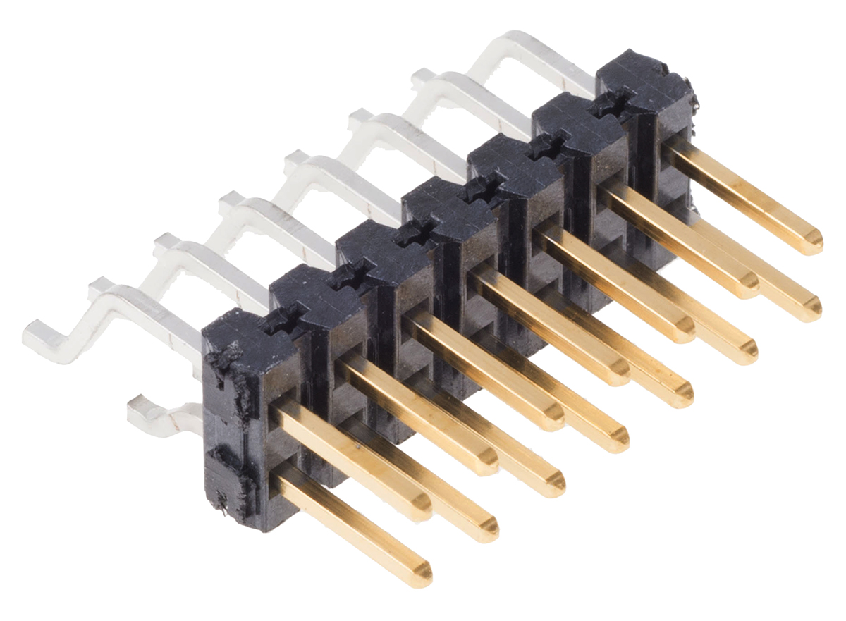 Samtec TSM Series Right Angle Surface Pin Header, 14 Contact(s), 2.54 mm Pitch, 2 Row, Unshrouded
