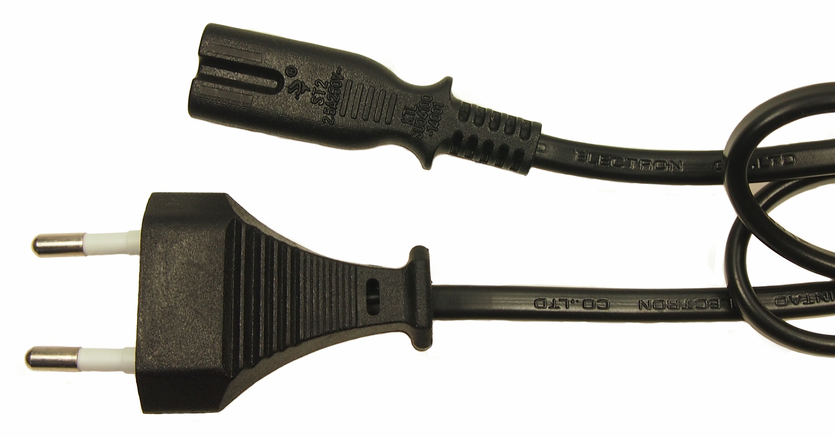 RS PRO Straight Type C Euro Plug to Straight IEC C7 Socket Power Cord, 2m