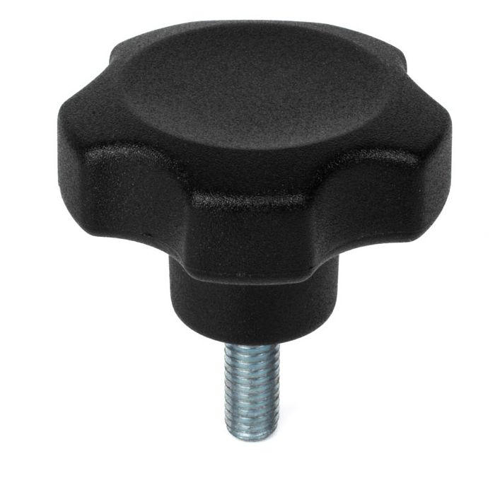 RS PRO Black Thermoplastic Multiple Lobes Clamping Knob, M10, Threaded Mount