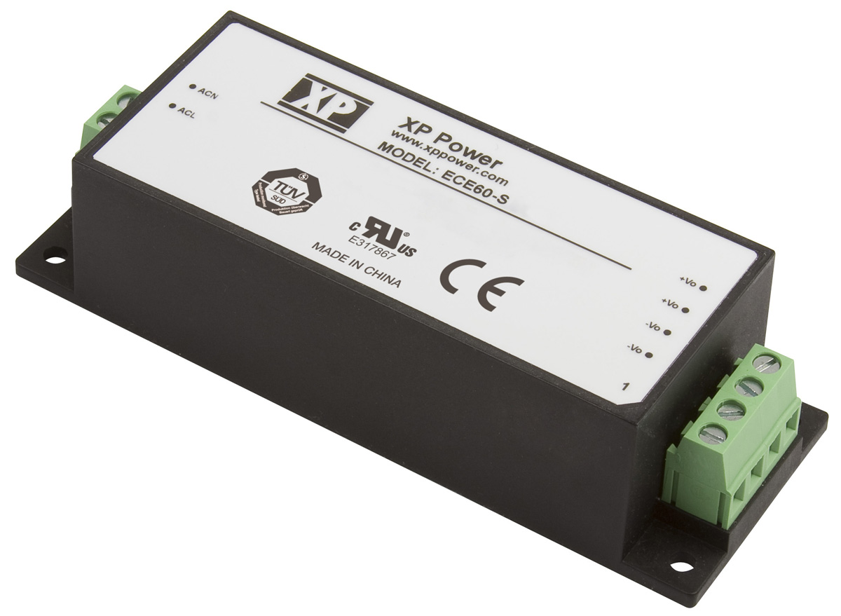 XP Power Switching Power Supply, ECE60US48-S, 48V dc, 1.25A, 60W, 1 Output, 120 → 370 V dc, 85 → 264 V ac