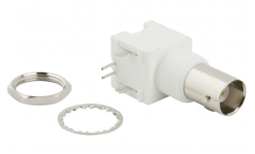 Amphenol RF BNC Series, Jack PCB Mount BNC Connector, 50Ω, Through Hole Termination, Right Angle Body
