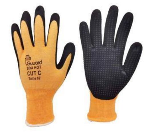 GUYARD BOA HOT Black, Yellow Acrylic, Para Aramid Work Gloves, Size 9, Nitrile Coating