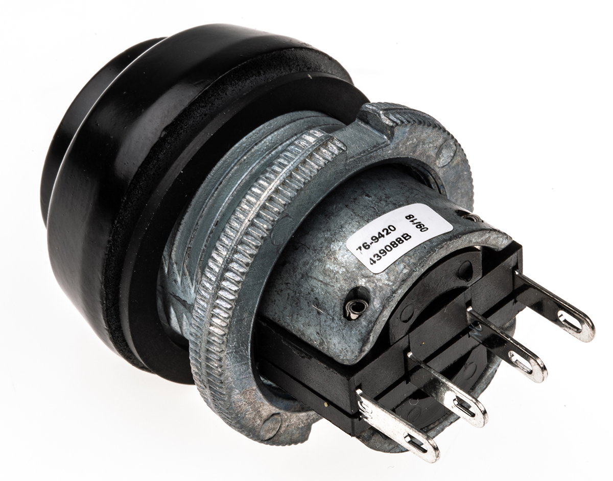 ITW Switches 76-94 Series Push Button Switch, Momentary, Panel Mount, 22mm Cutout, SPDT, Clear LED, 250V ac, IP67