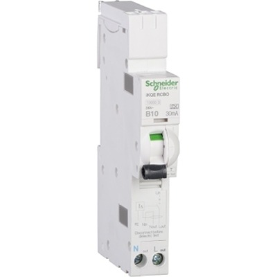 Schneider Electric RCBO, 10A Current Rating, 1P+N Poles, 30mA Trip Sensitivity, Type B, Acti9 Range