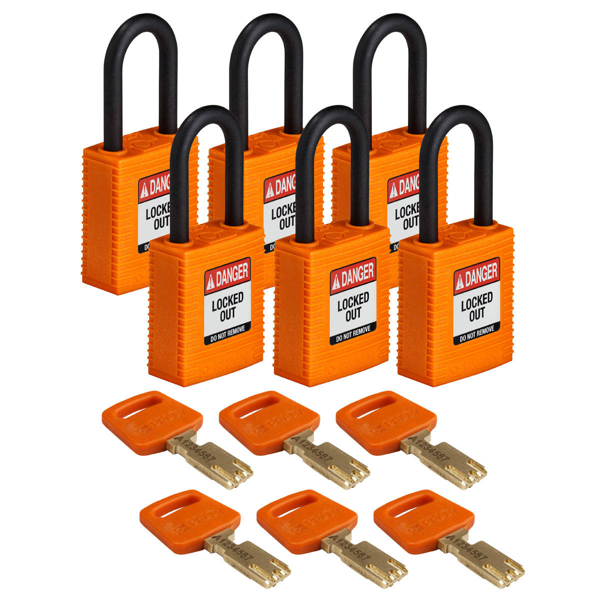 Brady LOTO-101 Key Weatherproof Nylon, Plastic Padlock, 6.35mm Shackle, 38.00mm Body