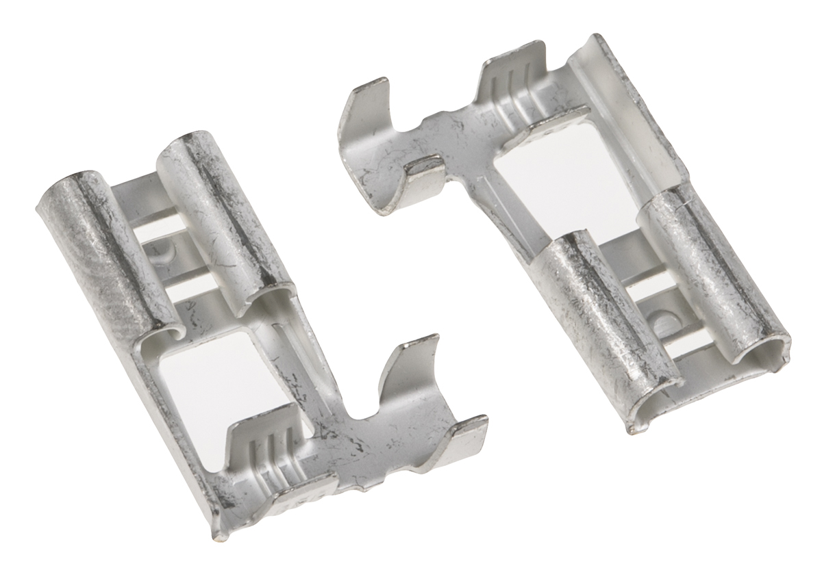 TE Connectivity FASTON .250 Uninsulated Female Spade Connector, Flag Terminal, 6.35 x 0.81mm Tab Size, 0.5mm² to 1.5mm²