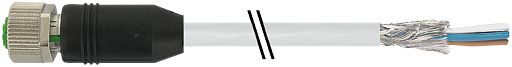 Murrelektronik Limited Female 8 way M12 to Unterminated Free End Sensor Actuator Cable, 10 m