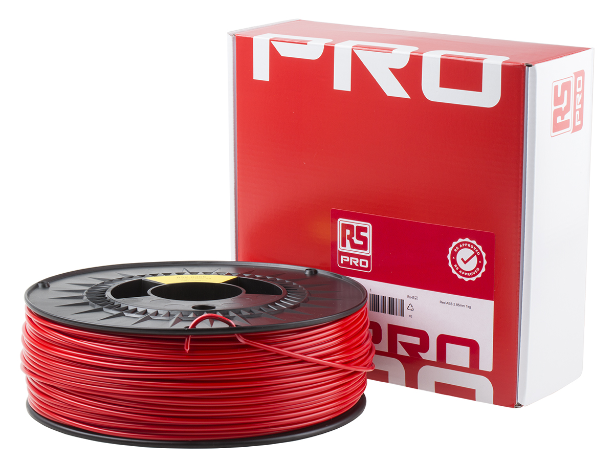 RS PRO 2.85mm Red ABS 3D Printer Filament, 1kg