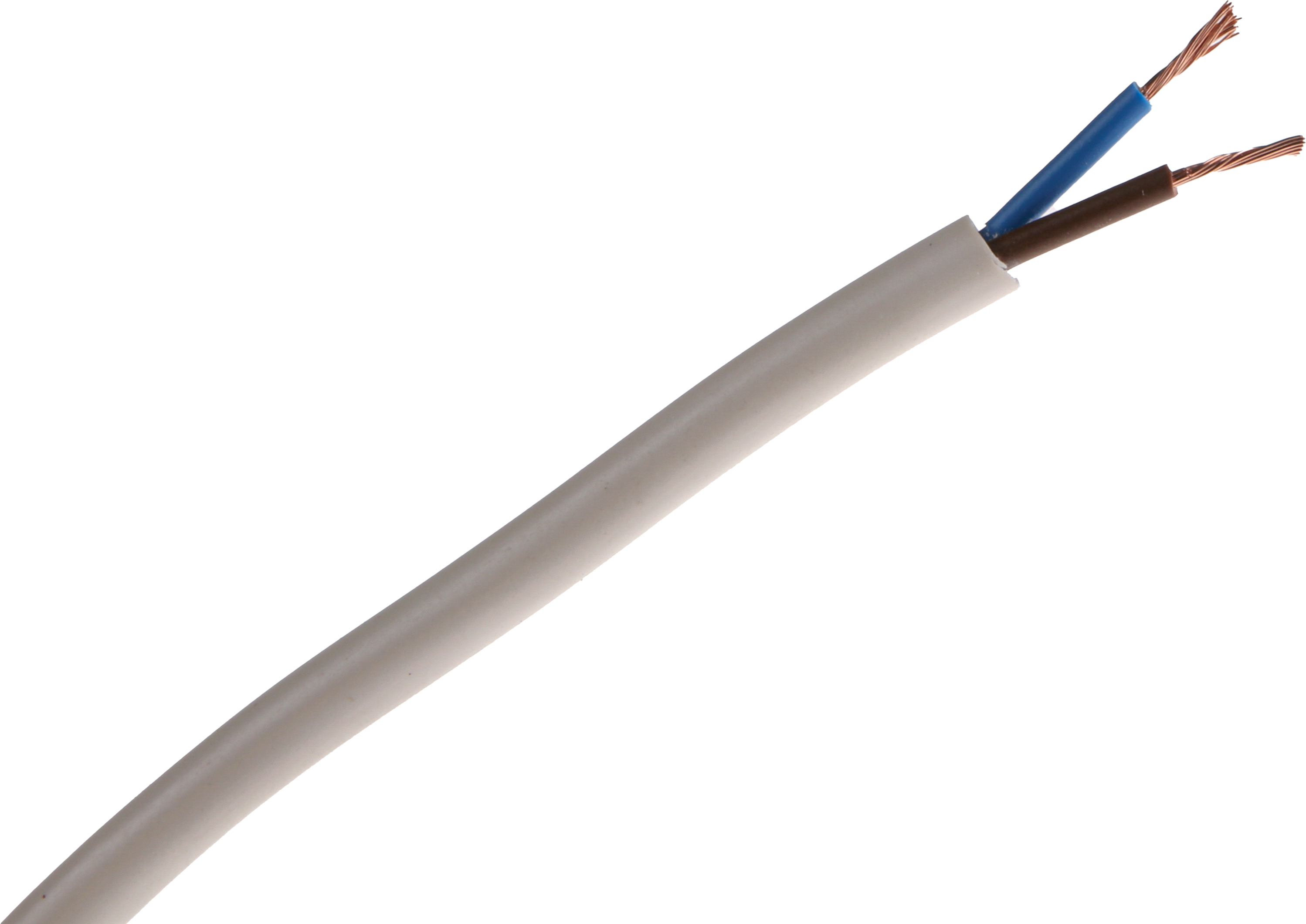 RS PRO 2182Y 0.5 mm² 2 Core Power Cable, H03VV-F, White PVC, 100m