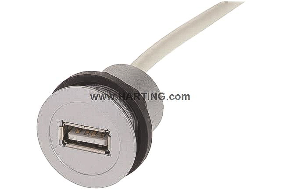 HARTING Straight, Panel Mount, Socket Type A to A 2.0 IP20 USB Connector