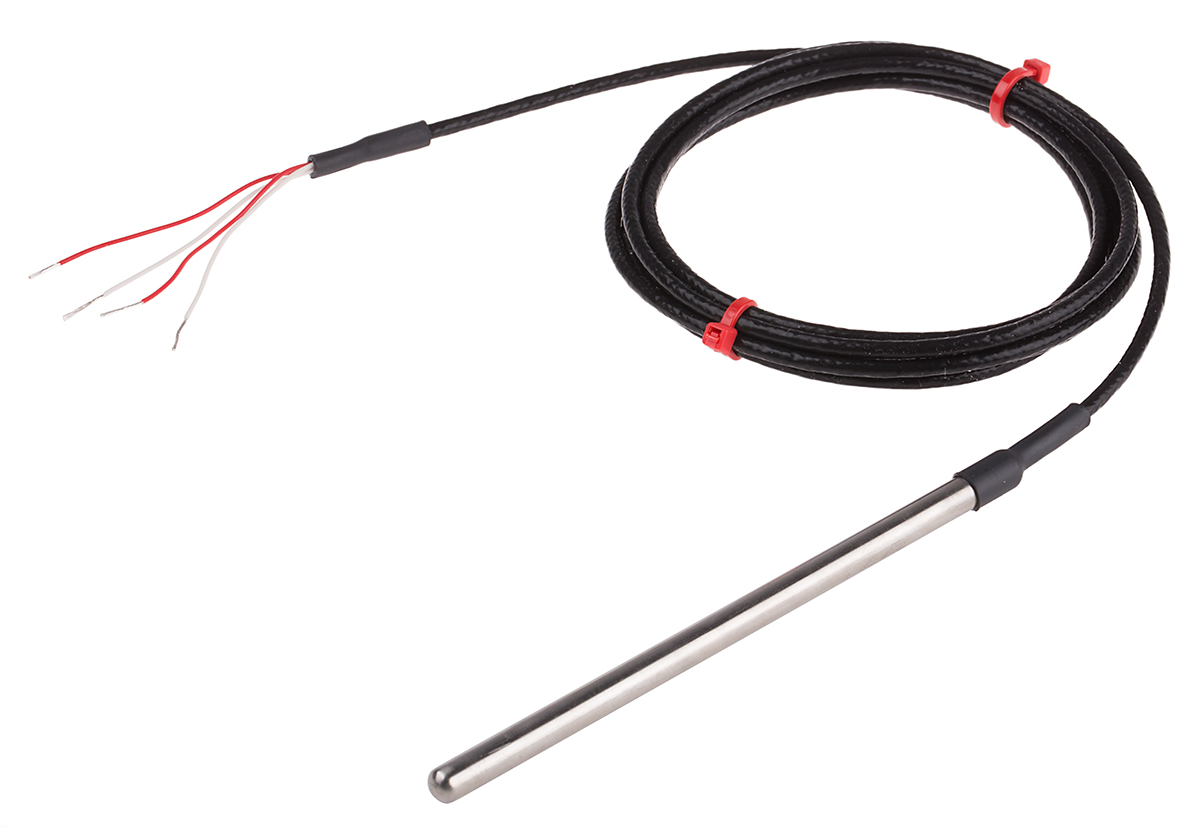 RS PRO PT100 RTD Sensor, 6mm Dia, 125mm Long, 4 Wire, Probe, Class B +250°C Max