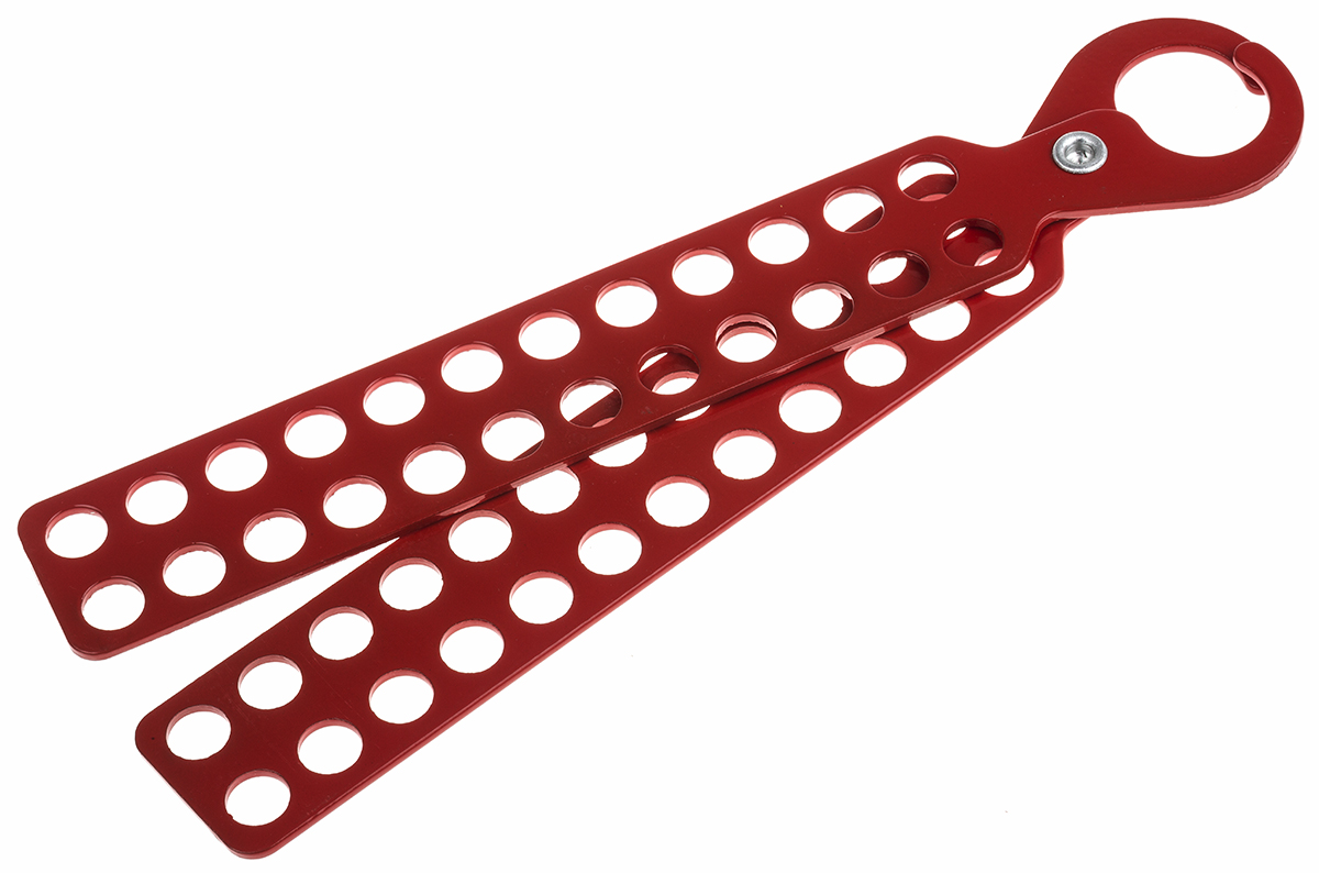 RS PRO Red 24-Lock Steel Universal Lockout Hasp, 11mm Shackle, 25mm Attachment