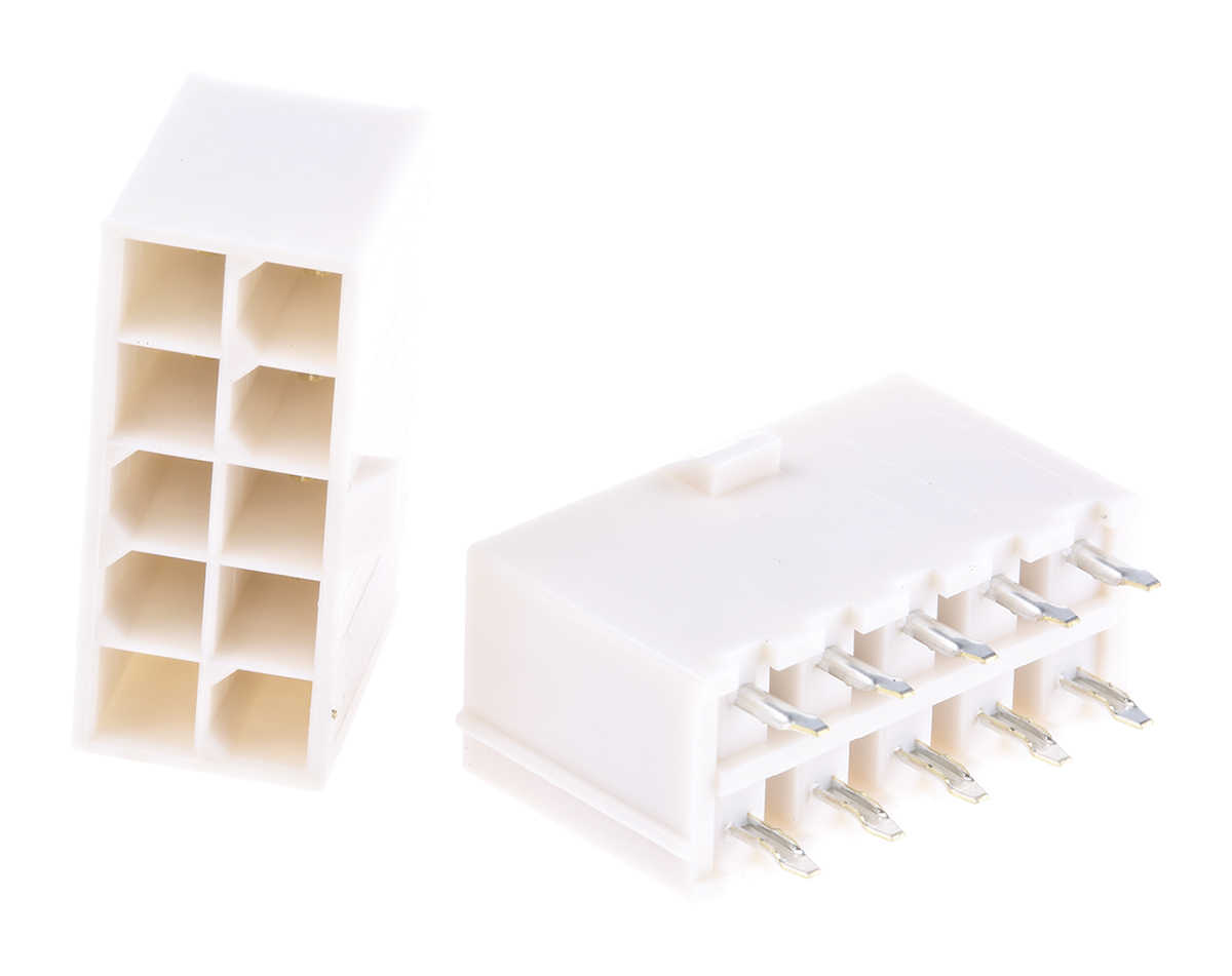 Molex Mini-Fit Jr Series Straight Through Hole PCB Header, 10 Contact(s), 4.2 mm Pitch, 2 Row, Shrouded