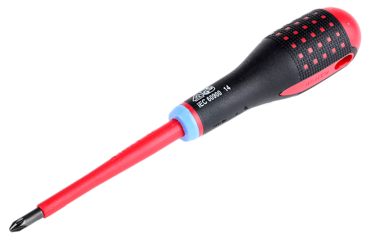 Bahco Pozidriv  Screwdriver, PZ2 Tip, 100 mm Blade, VDE/1000V, 222 mm Overall