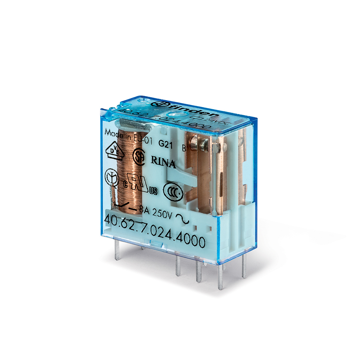 Finder PCB Mount Relay, 24V dc Coil, 10A Switching Current, DPDT
