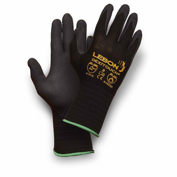 Lebon Protection DEXITOUCH Black Elastane, Polyamide Glove, Size 9, Aqua Polymer Coating
