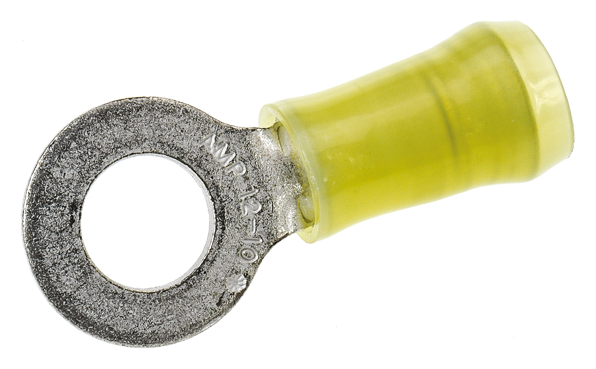 TE Connectivity, PIDG Insulated Ring Terminal, M6 Stud Size, 2.7mm² to 6.6mm² Wire Size, Yellow