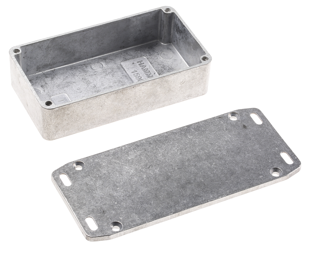 Hammond 1590 Series Natural Die Cast Aluminium Enclosure, IP54, Flanged, Natural Lid, 111.5 x 59.5 x 27mm