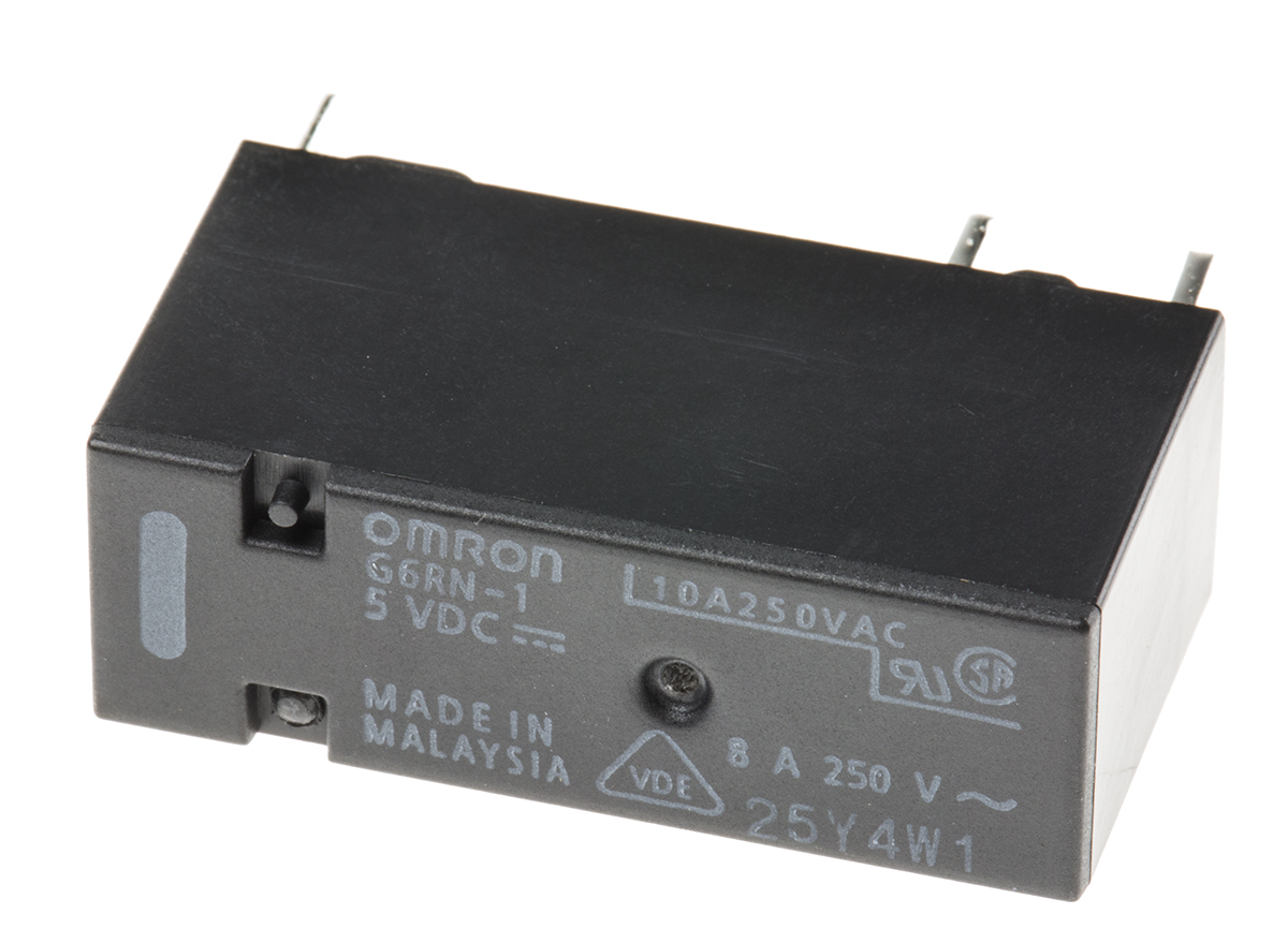 Omron PCB Mount Power Relay, 5V dc Coil, 5A Switching Current, SPDT