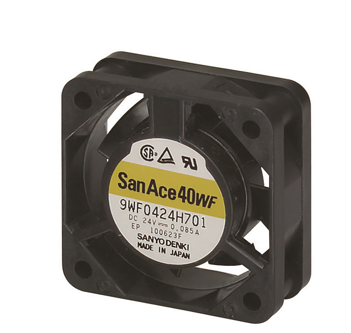 Sanyo Denki 9WF Series Axial Fan, 24 V dc, DC Operation, 9.2cfm, 2.64W, 110mA Max, 40 x 40 x 20mm