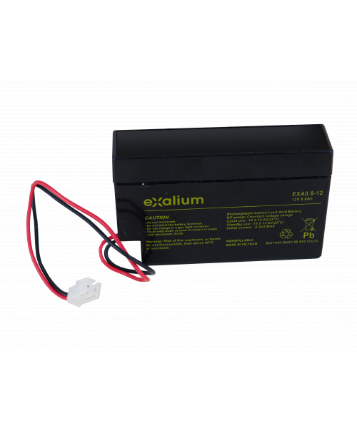 Exalium 12V JST Connector Lead Acid Battery, 800mAh