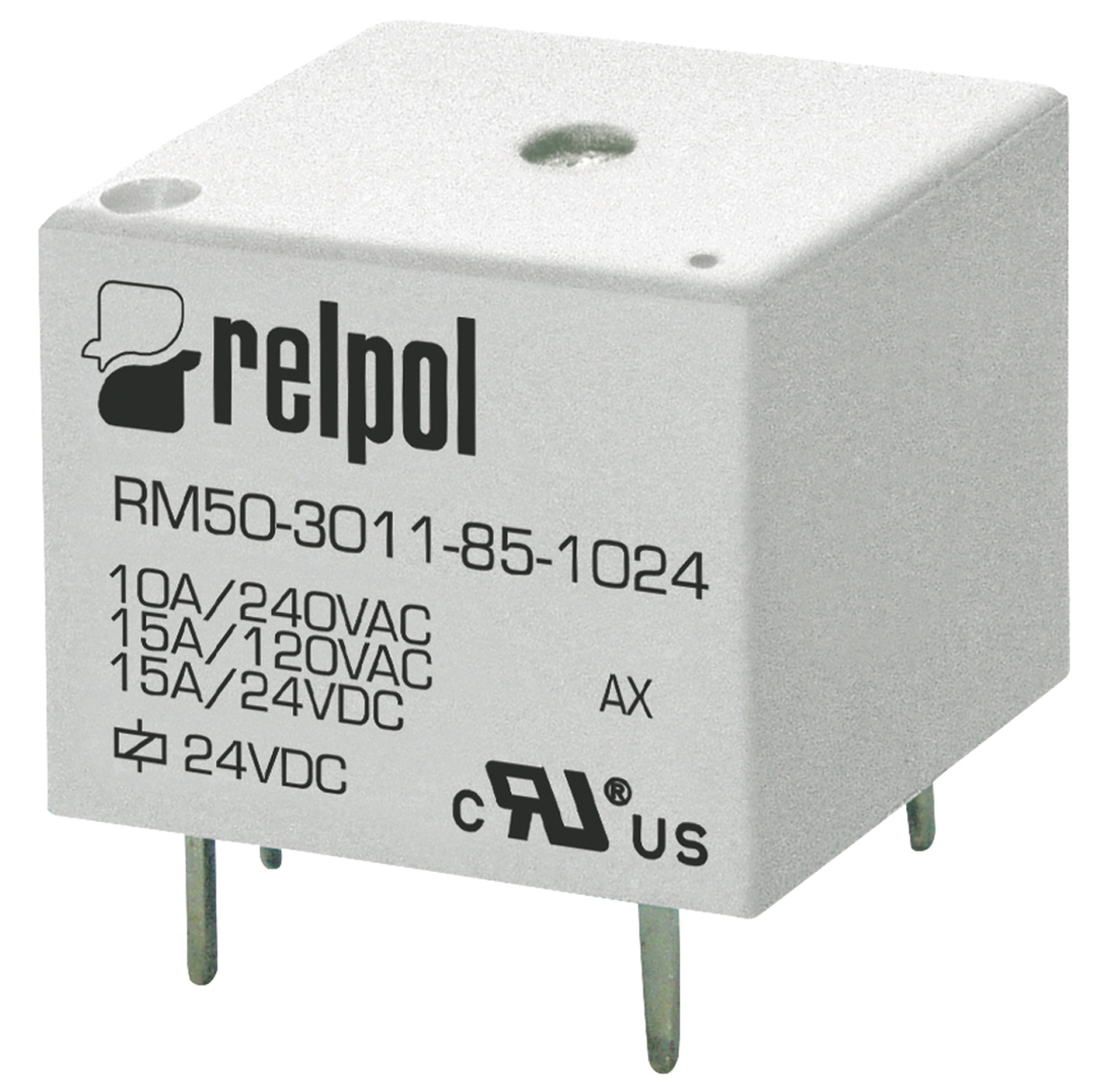 Relpol PCB Mount Power Relay, 5V dc Coil, 15A Switching Current, SPDT