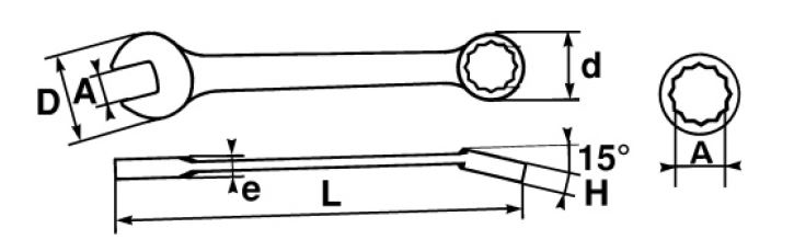 SAM Combination Spanner, 22mm, 55/64in, Metric, Height Safe, Double Ended, 253 mm Overall