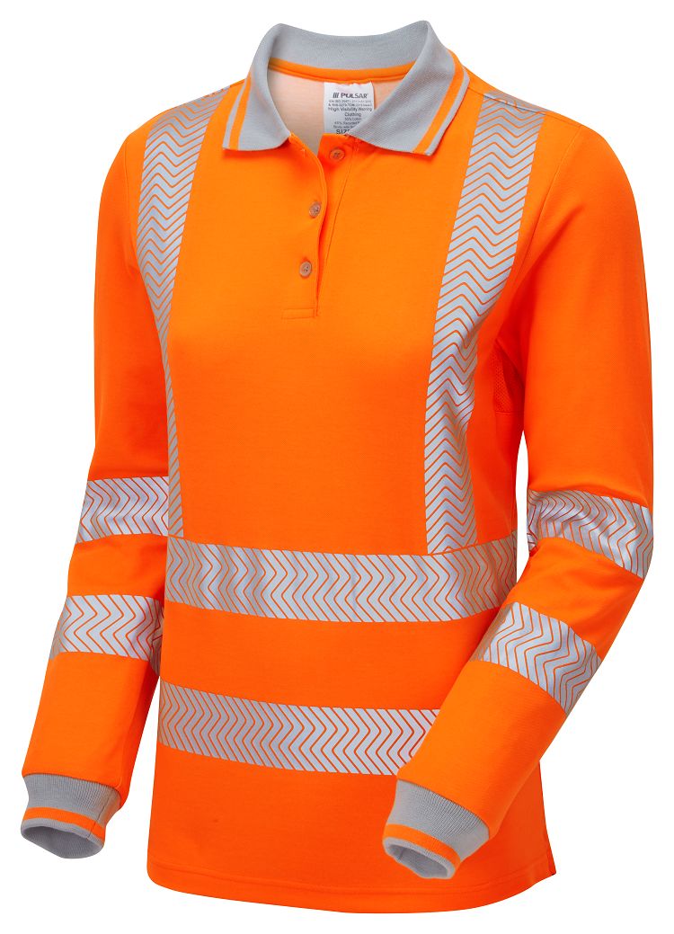 PULSAR LFE954 Orange Women Hi Vis Polo Shirt, 12in