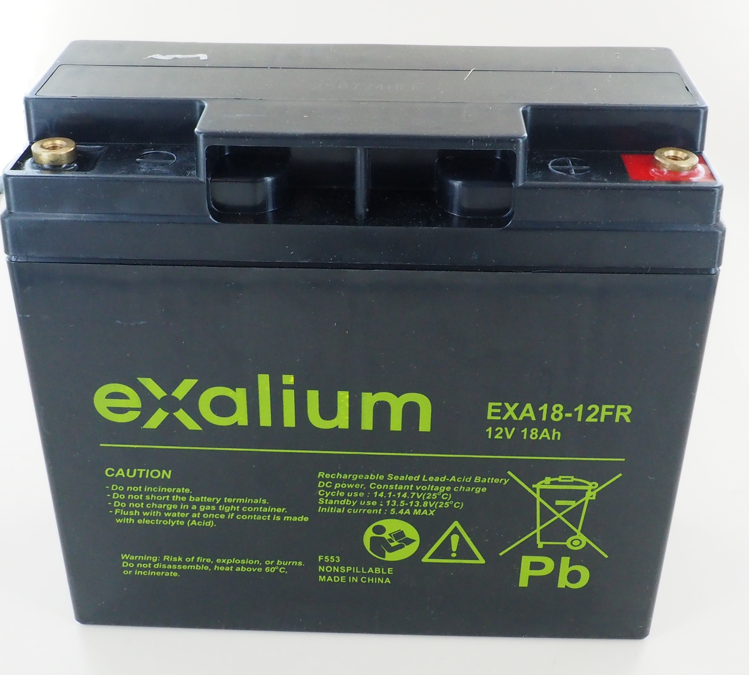 Exalium 12V M5 Sealed Lead Acid Battery, 18Ah