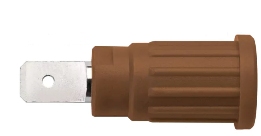 Schutzinger Brown Male Banana Socket, Press-In Termination, 32A, 1kV, Nickel Plating