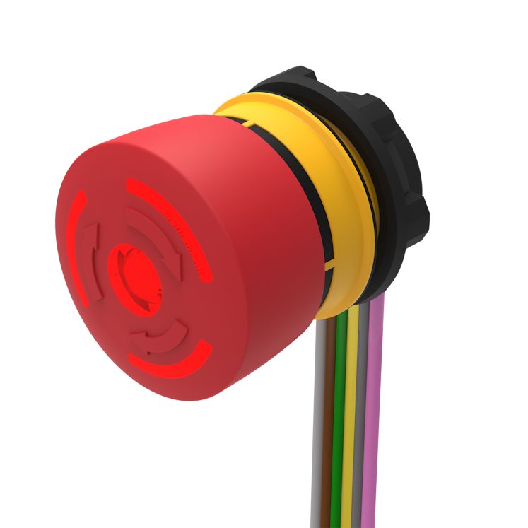 EAO Twist Release Illuminated Emergency Stop Push Button, Panel Mount, 22.3mm Cutout, DPST, IP65, IP66, IP67